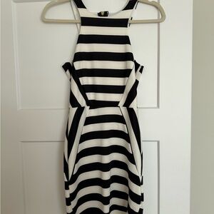 Black & White Striped Halter Dress